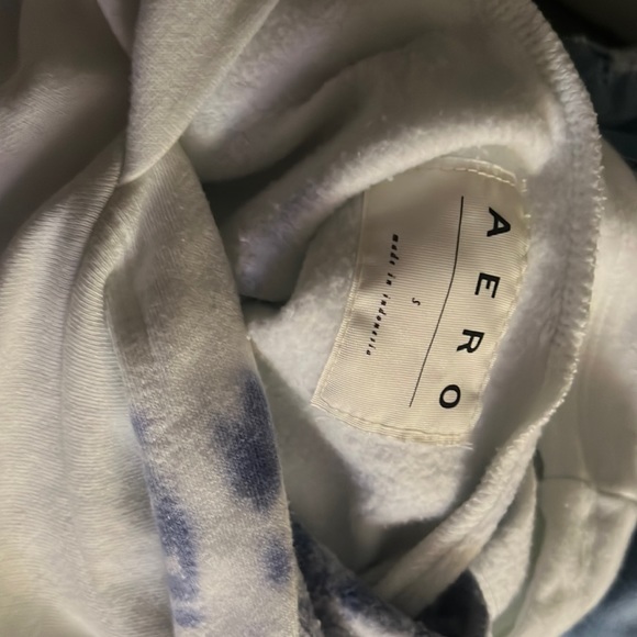 Aeropostale Tops - Aeropostale Sweatshirt pull drawstring white light blue tie dye, New